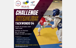 Challenge interclubs taekwondo samedi 18/11/2023